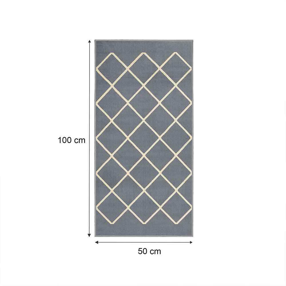 Alfombra Maryland 50 cm x 100 cm de Hogar Gris Oscuro con Rombos - Tapetes y Alfombras | Bylmo