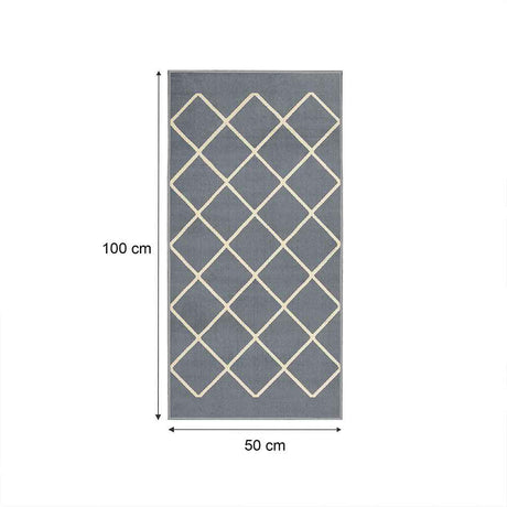 Alfombra Maryland 50 cm x 100 cm de Hogar Gris Oscuro con Rombos - Tapetes y Alfombras | Bylmo
