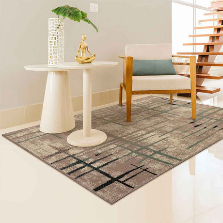 Alfombra Milt 100 cm x 150 cm de Hogar Cafe con Líneas Negras - Tapetes y Alfombras | Bylmo