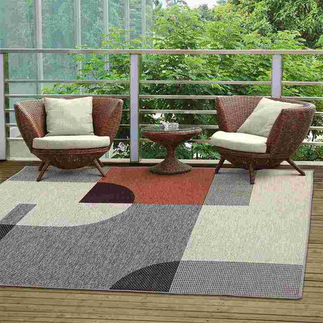 Alfombra Mystic 150 cm x 200 cm de Habitación Naranja con Semicirculos - Tapetes y Alfombras | Bylmo