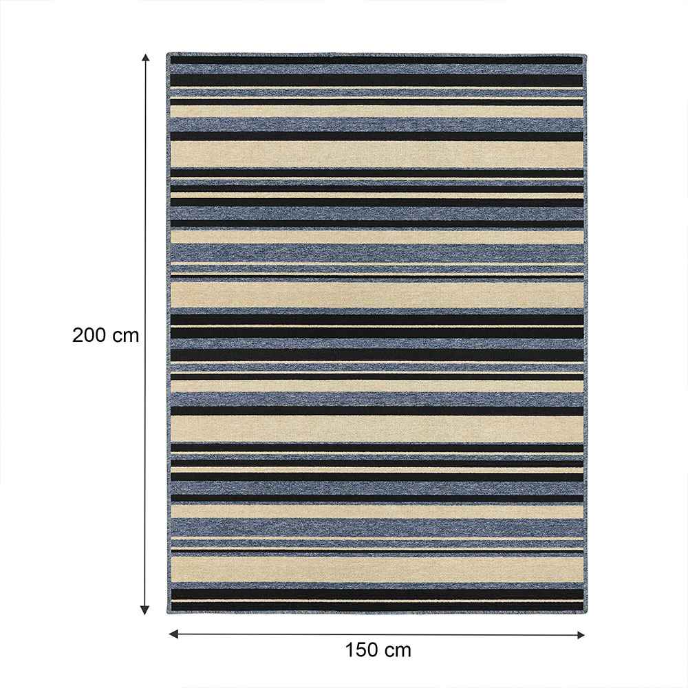Alfombra Newark 150 cm x 200 cm de Hogar Azul Oscuro con Lineas - Tapetes y Alfombras | Bylmo