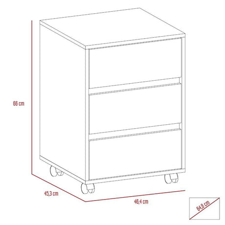 Archivador Office Wengue 46.4x45.6cm con Tres Cajones - Escritorios y Archivadores | Bylmo