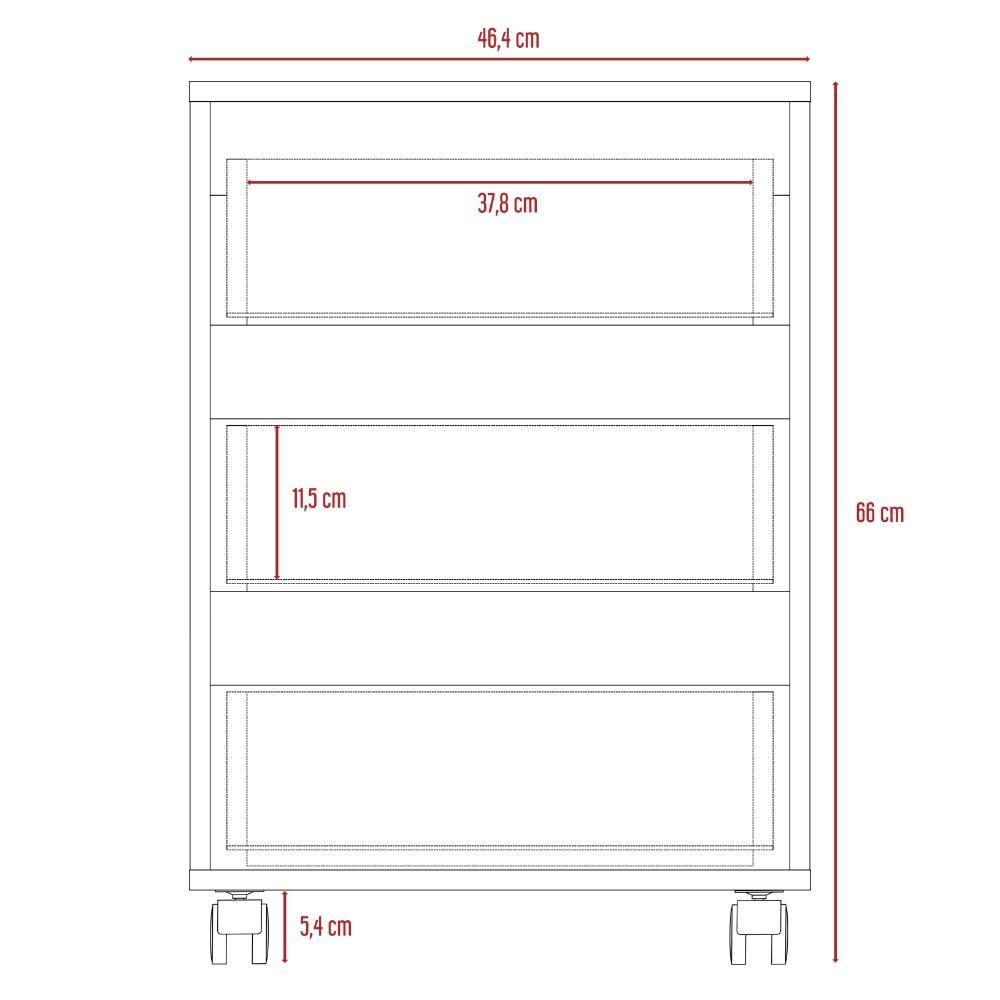 Archivador Office Wengue 46.4x45.6cm con Tres Cajones - Escritorios y Archivadores | Bylmo