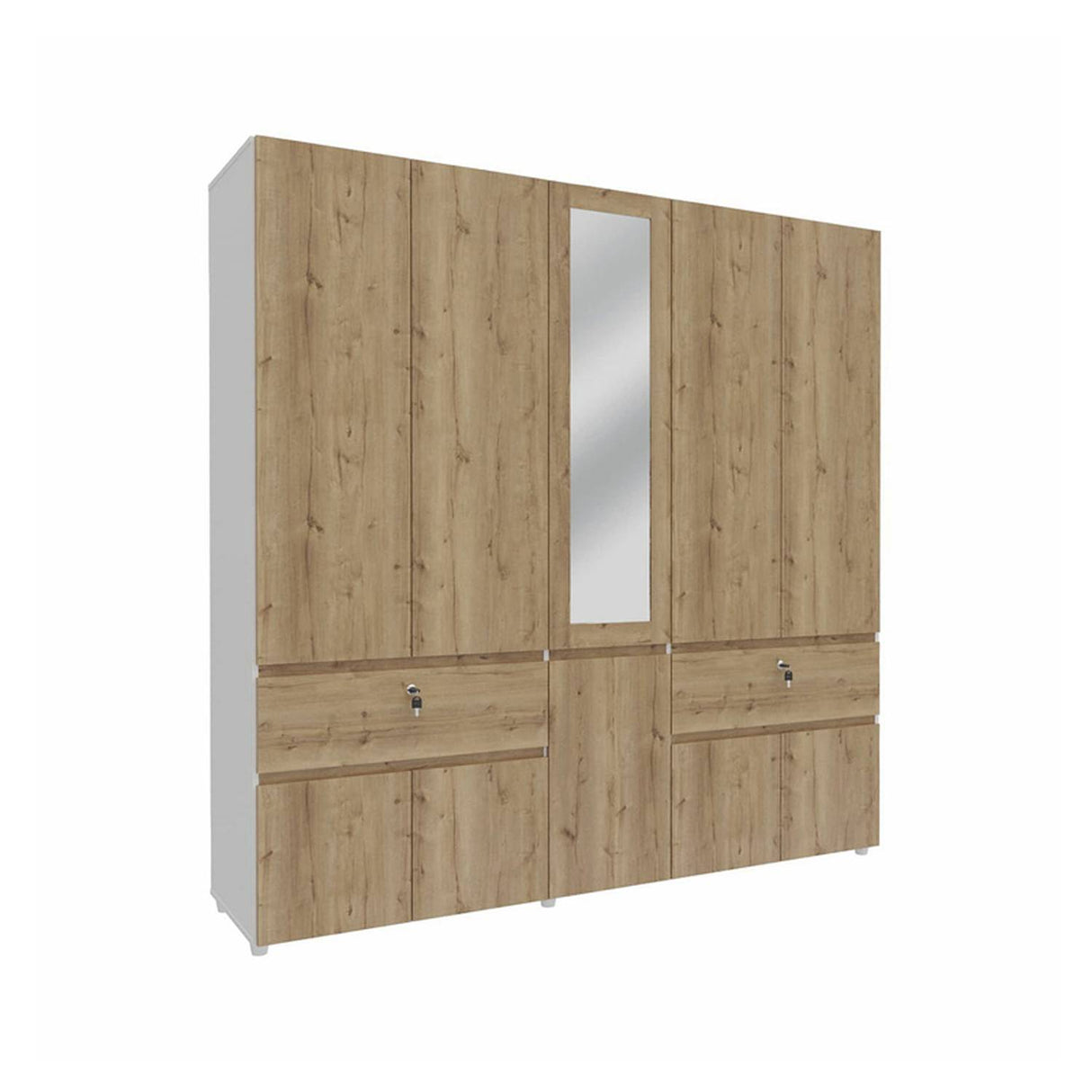 Closet Branco Duna 200x199.9cm con 2 Cajones con 2 Entrepaños con Espejo - Closets | Bylmo