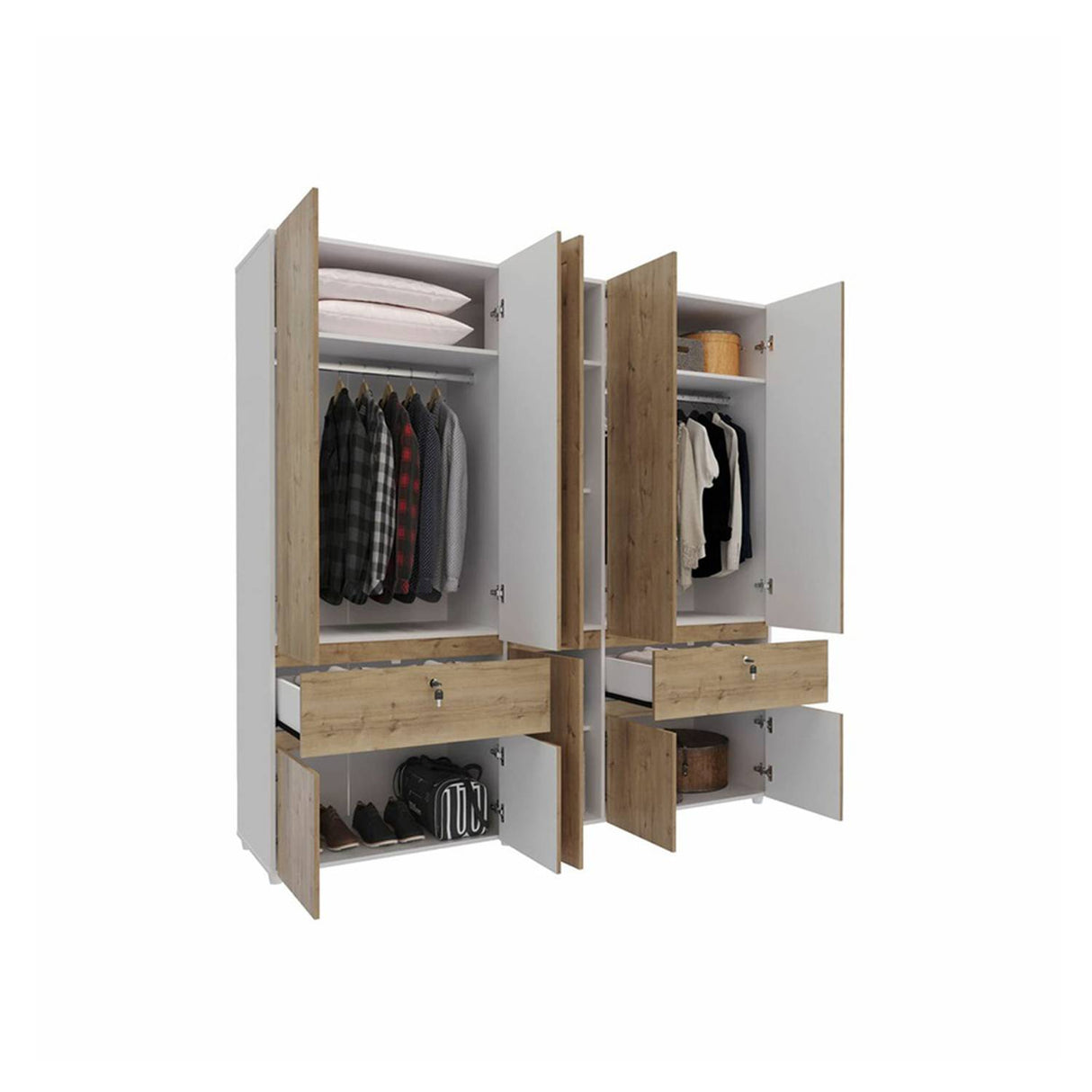 Closet Branco Duna 200x199.9cm con 2 Cajones con 2 Entrepaños con Espejo - Closets | Bylmo
