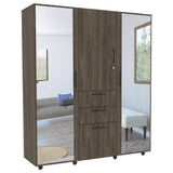 Closet Flamenco Coñac 160 cm con Espejos, Cuatro Puertas y Dos Cajones - Closets | Bylmo
