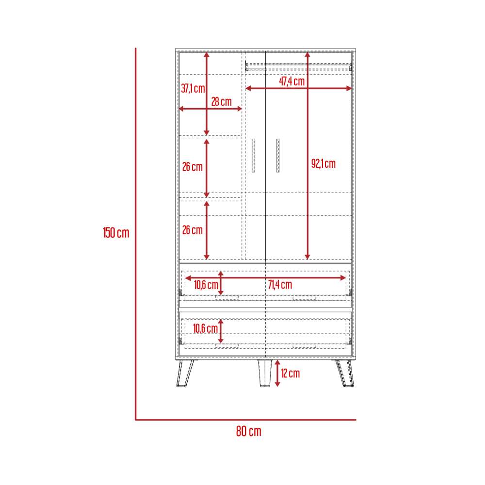 Closet Megan Blanco 80 cm con Dos Puertas y Dos Cajones - Closets | Bylmo
