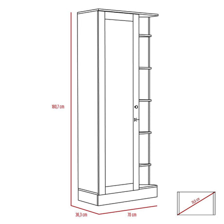 Closet Woman Habano y Miel 70x180.7cm sin Cajones con 9 Entrepaños con Espejo - Closets | Bylmo