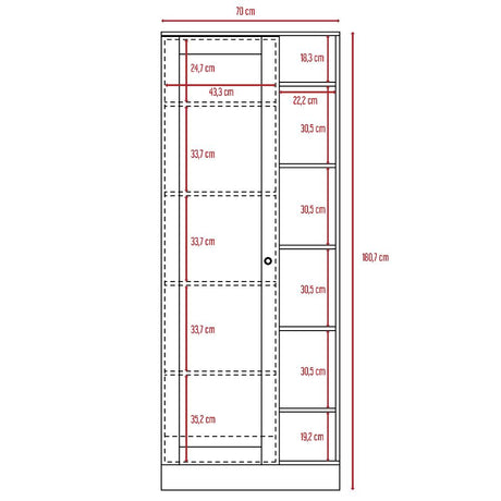 Closet Woman Habano y Miel 70x180.7cm sin Cajones con 9 Entrepaños con Espejo - Closets | Bylmo