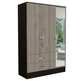 Closet Bolton Ceniza 160 cm con Espejos, Cuatro Puertas y Dos Cajones - Closets | Bylmo