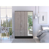 Closet Bolton Ceniza 160 cm con Espejos, Cuatro Puertas y Dos Cajones - Closets | Bylmo