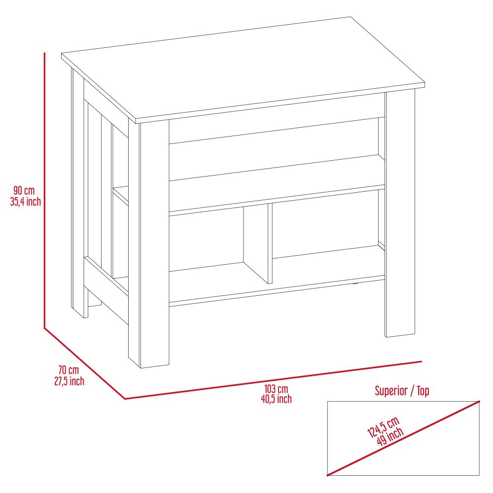 Mueble Auxiliar de Cocina Cala Duna y Blanco 103 cm con Entrepaños - Muebles Organizadores | Bylmo