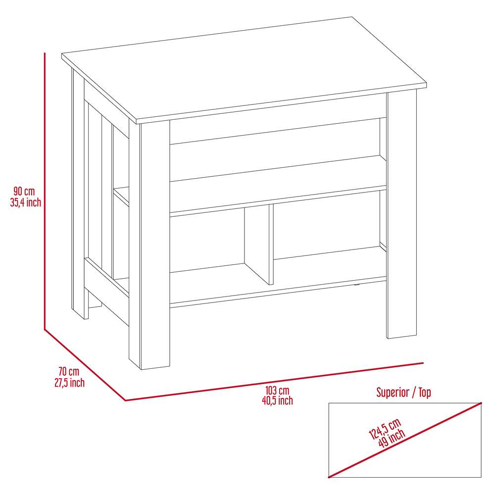 Mueble Cala Wengue 103x90cm con Dos Entrepaños y Tres Compartimientos - Muebles Organizadores | Bylmo