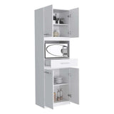 Módulo Para Microondas Manchester Blanco 62x197.6cm con Un Entrepaño y con Cuatro Puertas - Muebles Organizadores | Bylmo