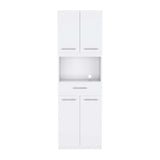 Módulo Para Microondas Manchester Blanco 62x197.6cm con Un Entrepaño y con Cuatro Puertas - Muebles Organizadores | Bylmo