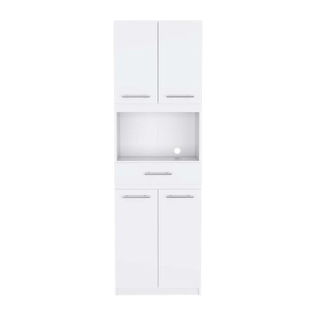 Módulo Para Microondas Manchester Blanco 62x197.6cm con Un Entrepaño y con Cuatro Puertas - Muebles Organizadores | Bylmo