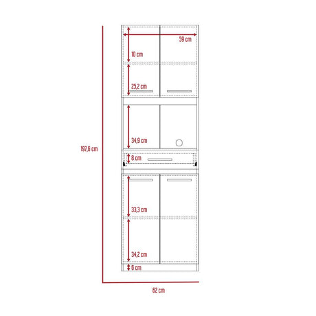 Módulo Para Microondas Manchester Blanco 62x197.6cm con Un Entrepaño y con Cuatro Puertas - Muebles Organizadores | Bylmo