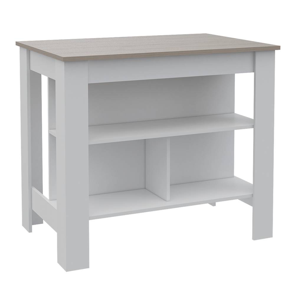 Mueble Auxiliar de Cocina Cala Ceniza y Blanco 103x90cm con Dos Entrepaños y con Tres Comportamientos - Cocinas | Bylmo