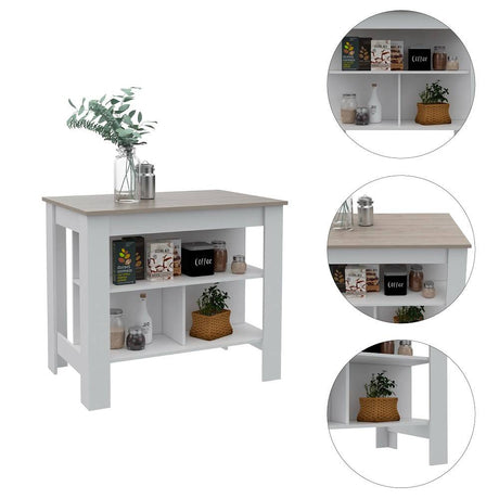 Mueble Auxiliar de Cocina Cala Ceniza y Blanco 103x90cm con Dos Entrepaños y con Tres Comportamientos - Cocinas | Bylmo