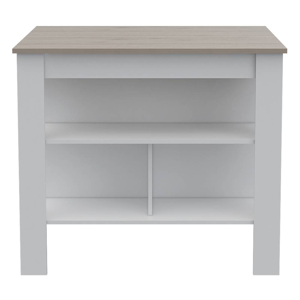 Mueble Auxiliar de Cocina Cala Ceniza y Blanco 103x90cm con Dos Entrepaños y con Tres Comportamientos - Cocinas | Bylmo