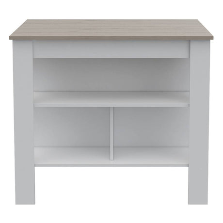 Mueble Auxiliar de Cocina Cala Ceniza y Blanco 103x90cm con Dos Entrepaños y con Tres Comportamientos - Cocinas | Bylmo