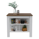 Mueble Auxiliar de Cocina Cala Blanco y Caramelo 103x90cm con Dos Entrepaños y con Tres Comportamientos - Cocinas | Bylmo