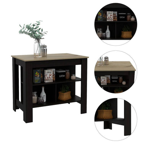 Mueble Auxiliar de Cocina Cala Wengue 103x90cm con Dos Entrepaños y Tres Compartimientos - Cocinas | Bylmo