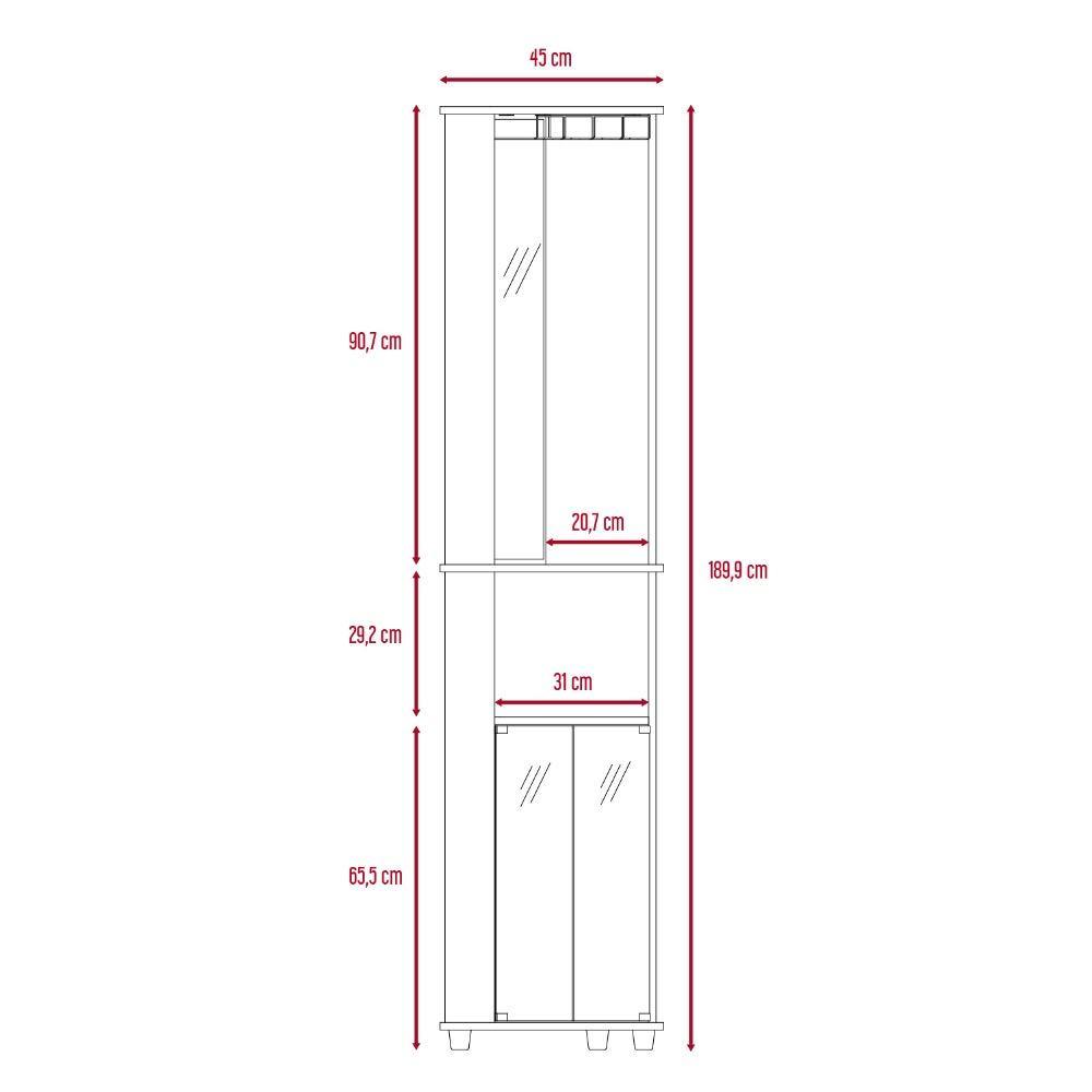 Bar Chicago Gales 45 cm con Espejo y Puertas de Vidrio - Bares | Bylmo