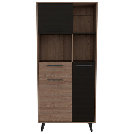 Biblioteca Bilbao Miel y Wengue 72x160cm con Tres Compartimientos y con Cuatro Cajones - Bibliotecas | Bylmo