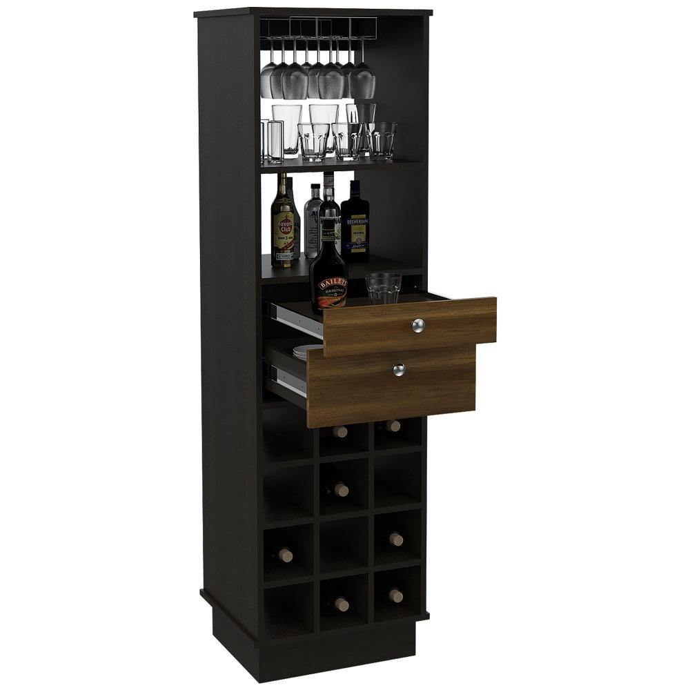 Bar Classic Wengue 46x160cm con Dos Cajones y con Doce Portabotellas - Bares | Bylmo