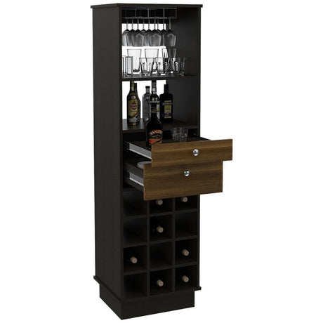 Bar Classic Wengue 46x160cm con Dos Cajones y con Doce Portabotellas - Bares | Bylmo