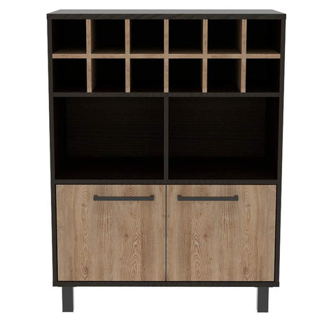 Bar Kaia Wengue 78x103cm con Un Cajón y con Doce Portabotellas - Bares | Bylmo