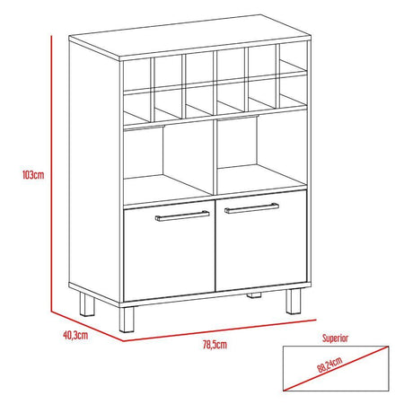 Bar Kaia Wengue 78x103cm con Un Cajón y con Doce Portabotellas - Bares | Bylmo