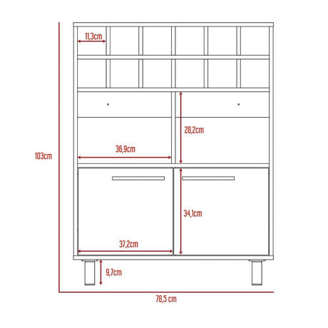 Bar Kaia Wengue 78x103cm con Un Cajón y con Doce Portabotellas - Bares | Bylmo