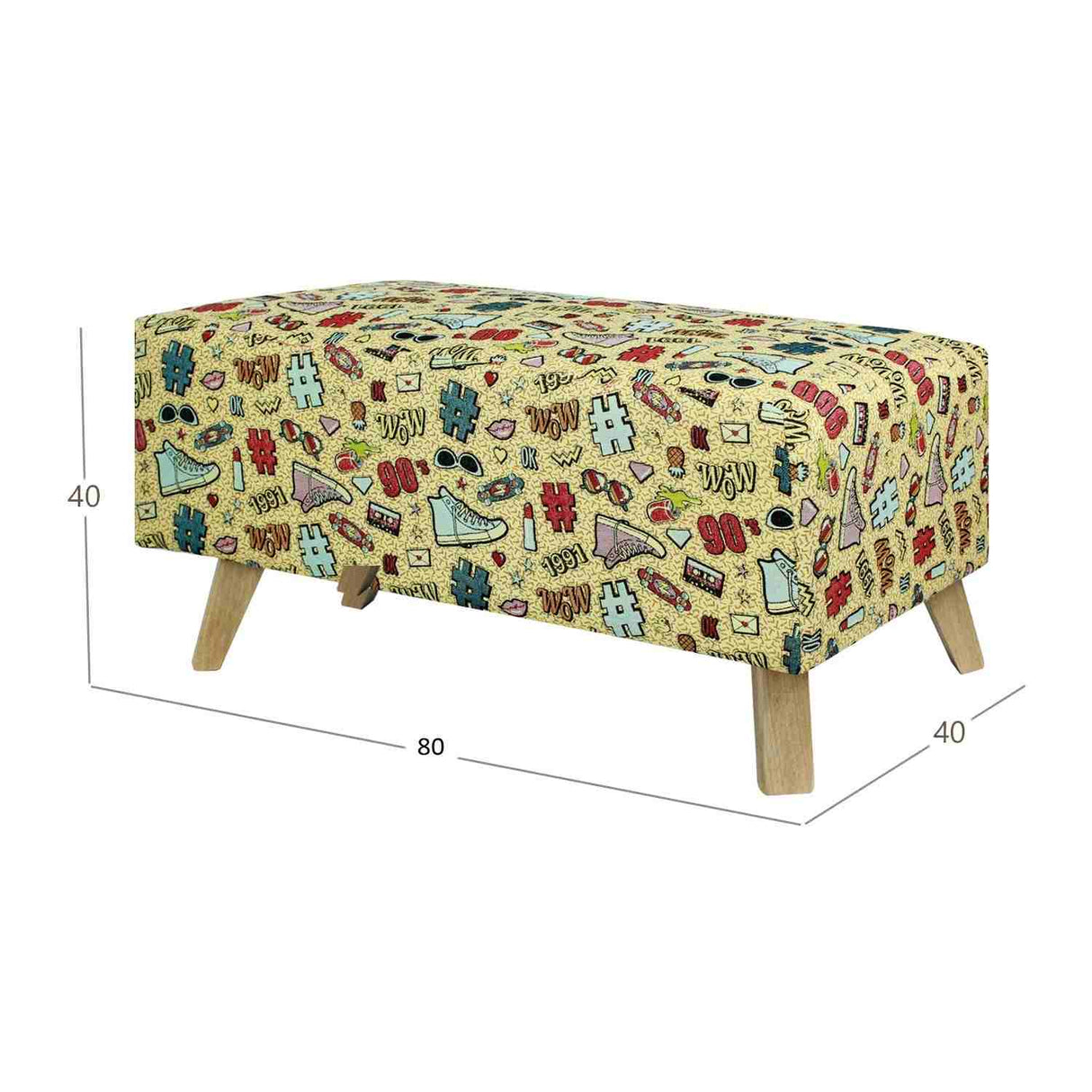Banqueta Amalia Converse Multicolor 80 cm con Patas de Madera - Sofas y Poltronas | Bylmo