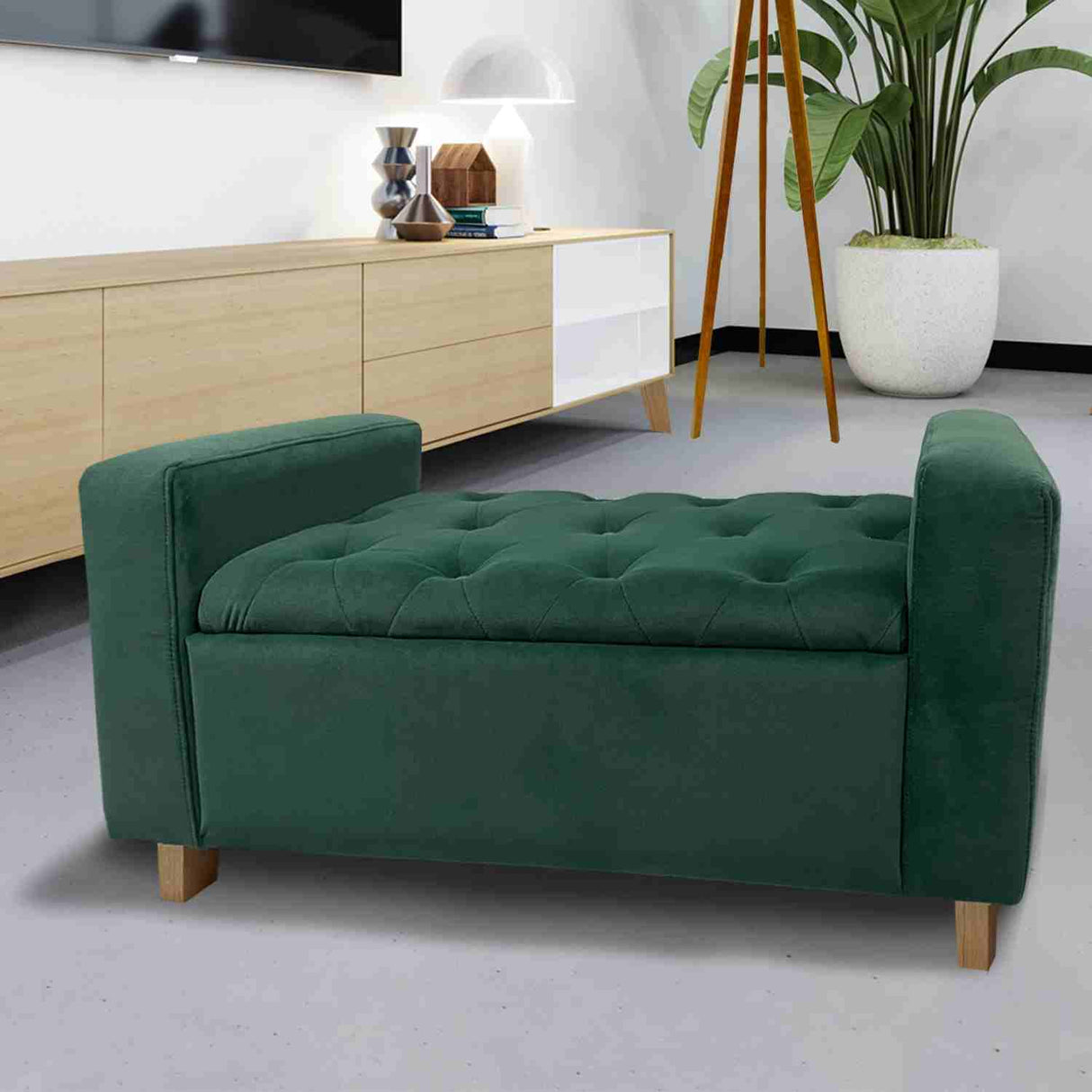 Banqueta Nugo Verde 102 cm con Baúl - Sofas y Poltronas | Bylmo