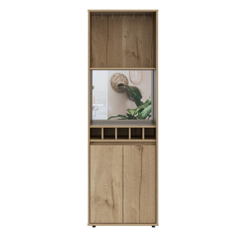Bar Alto Prana Duna 58 cm con Entrepaño, Puerta y Colgador de Copas - Bares | Bylmo
