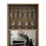 Bar Alto Prana Duna 58 cm con Entrepaño, Puerta y Colgador de Copas - Bares | Bylmo