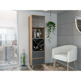 Bar Salem Miel y Plomo 46 cm con Cajones y Puertas de Vidrio - Bares | Bylmo