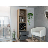 Bar Salem Miel y Plomo 46 cm con Cajones y Puertas de Vidrio - Bares | Bylmo