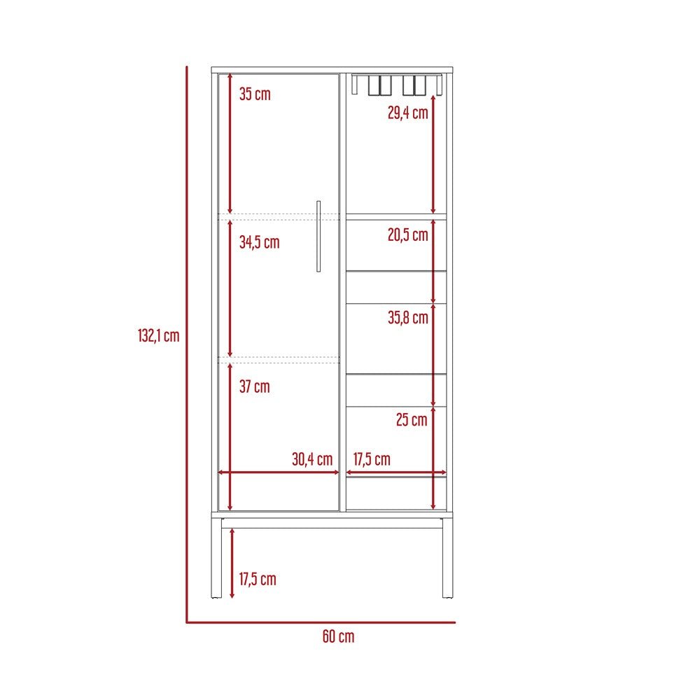 Bar Soho Bellota 60 cm con Una Puerta y Entrepaños Laterales - Bares | Bylmo