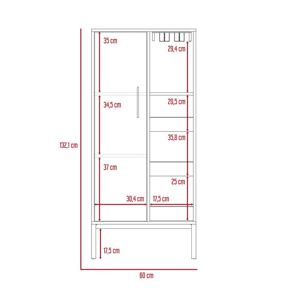 Bar Soho Plus Bellota 60 cm con Una Puerta y Entrepaños Laterales - Bares | Bylmo