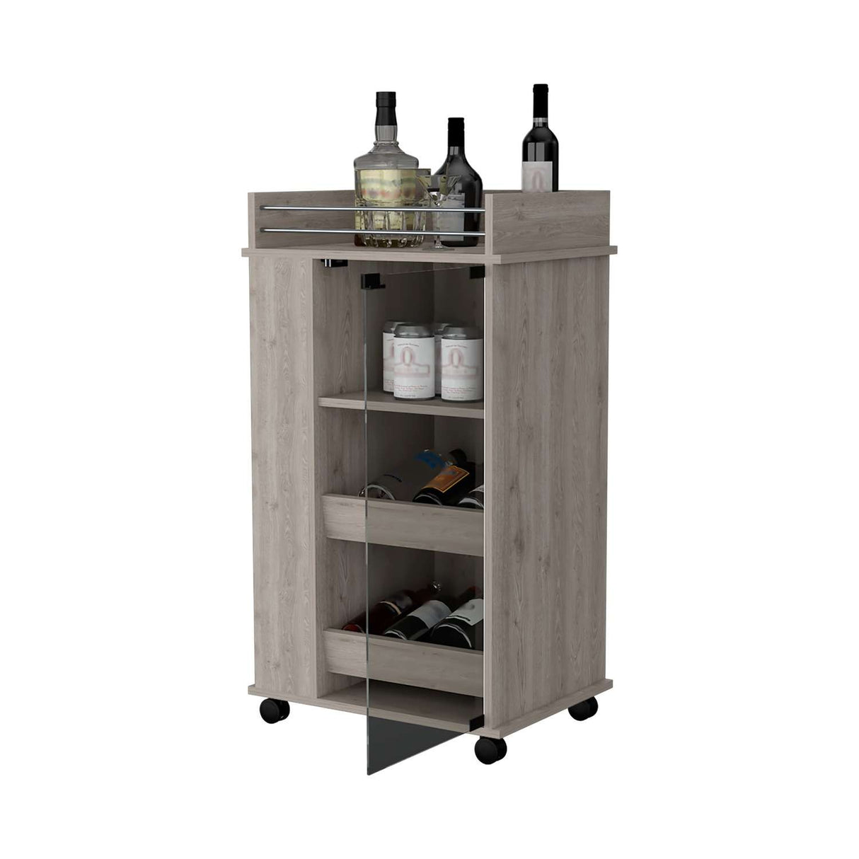 Bar Baltimore Ceniza 55x99cm sin Cajones y sin Portabotellas - Bares | Bylmo