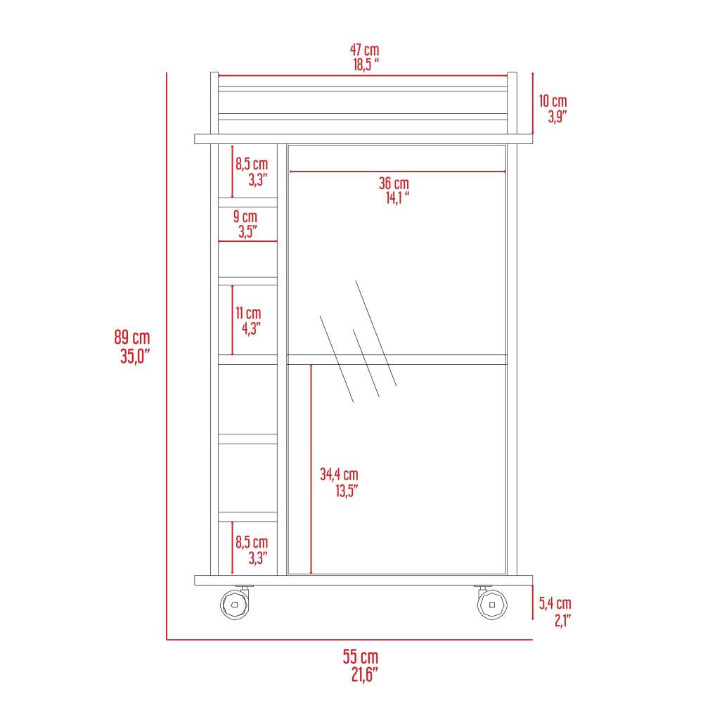 Bar Dukat Wengue 55x89cm sin Cajones y con Seis Portabotellas - Bares | Bylmo