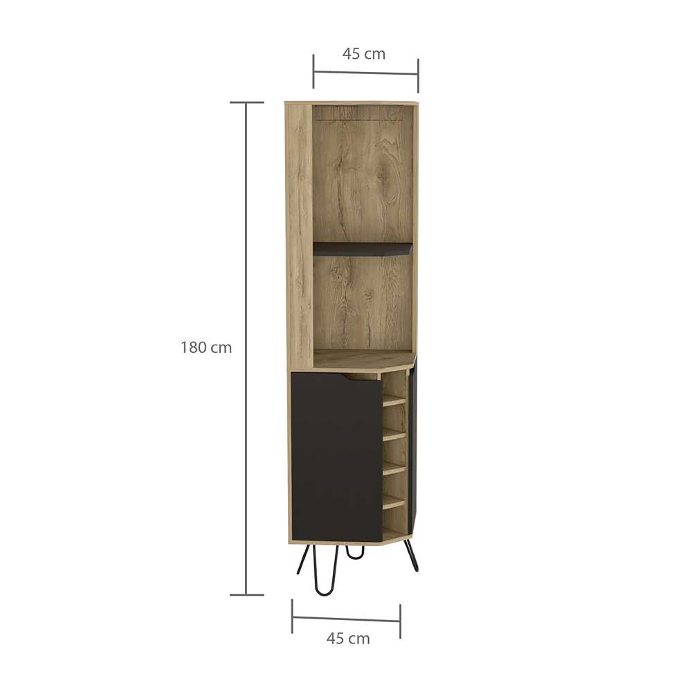 Bar Esquinero Audra Macadamia y Wengue 45 cm con Dos Puertas - Bares | Bylmo