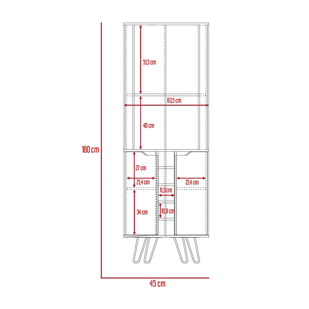 Bar Esquinero Audra Macadamia y Wengue 45 cm con Dos Puertas - Bares | Bylmo