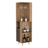 Bar Esquinero Salem Miel y Plomo 50 cm con Dos Cajones - Bares | Bylmo