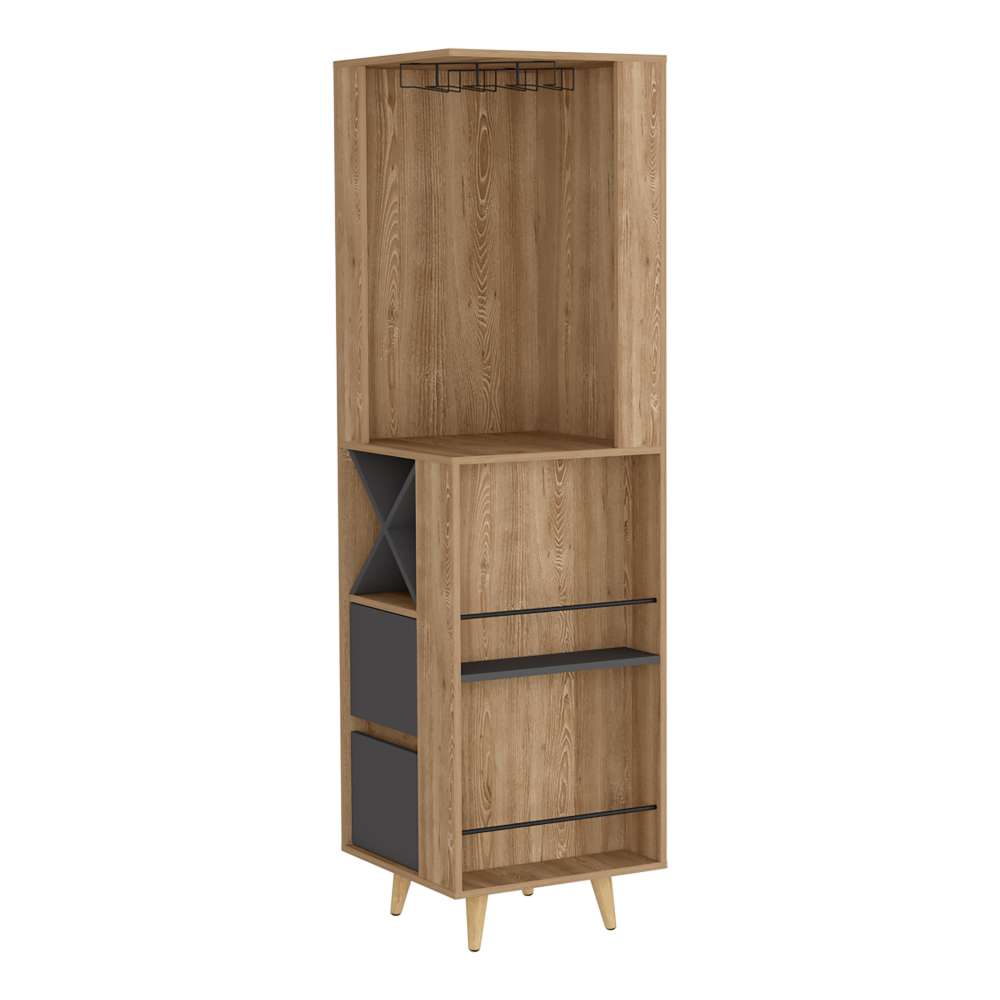 Bar Esquinero Salem Miel y Plomo 50 cm con Dos Cajones - Bares | Bylmo