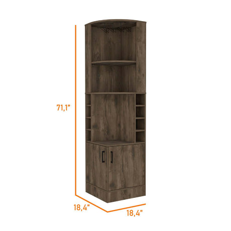 Bar Esquinero Syrah Bellota 47x181cm con Un Cajón y con Ocho Portabotellas - Bares | Bylmo