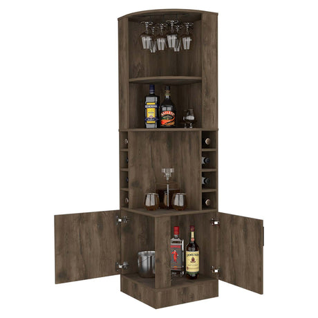 Bar Esquinero Syrah Bellota 47x181cm con Un Cajón y con Ocho Portabotellas - Bares | Bylmo